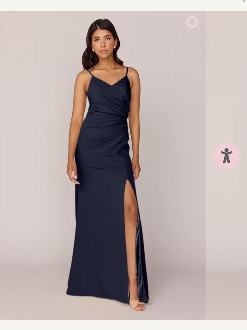 Revelry Rory Elegant Navy Blue Spaghetti-Strap Evening Dress with Side Slit
